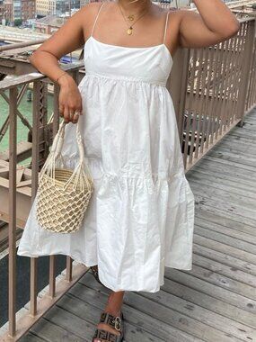 Aritzia Wilfred Poplin Satire Tiered Dress White Size XXS